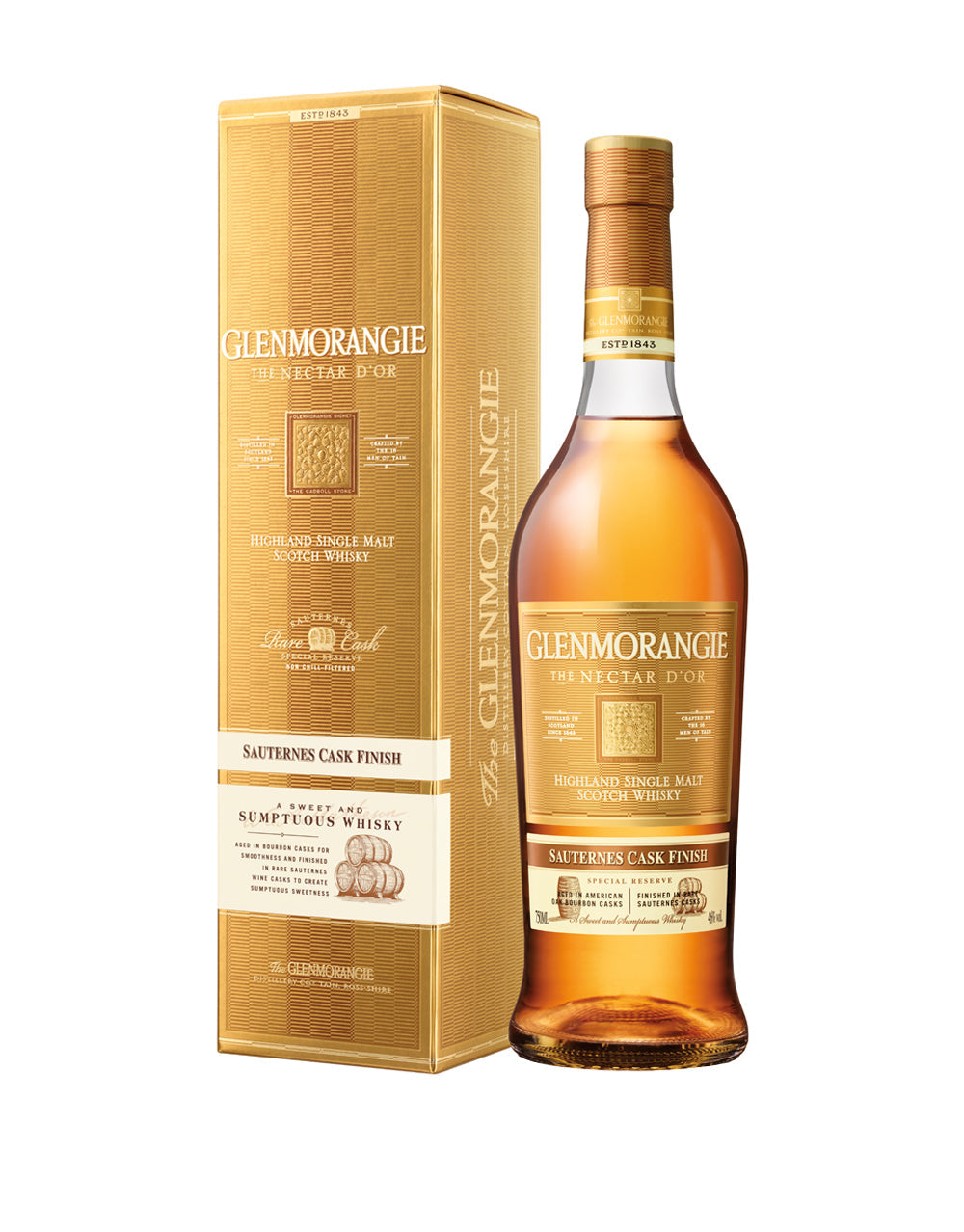 Glenmorangie Nectar D’Or, Sauternes Cask Finish, 12 Years Old Single Malt Scotch Whisky bottle and box