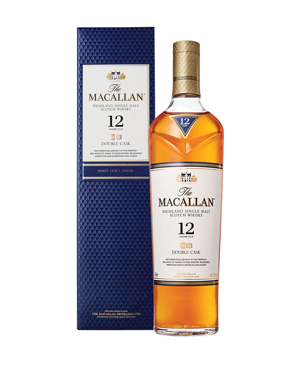 The Macallan® Double Cask 12 Years Old Single Malt Scotch Whisky bottle and box