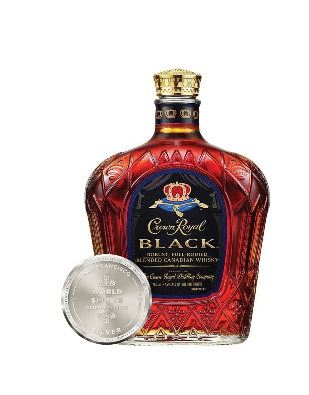 Crown Royal® Black Blended Canadian Whisky bottle and award